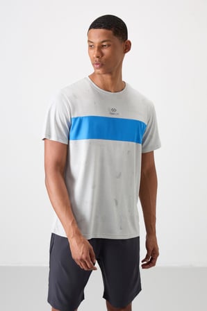 Taş Polyester Nefes Alan Jakarlı İnce Esnek Standart Fit Erkek Performans T-Shirt - 88398