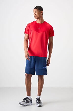 Kırmızı Polyester Nefes Alan Dokulu İnce Esnek Standart Fit Erkek Performans T-Shirt - 88391