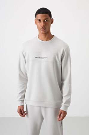 Taş Pamuklu Kalın Yumuşak Dokulu Comfort Fit Baskılı Erkek Eşofman Takım - 85253