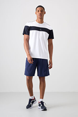 Beyaz Polyester Nefes Alan Dokulu İnce Esnek Standart Fit Erkek Performans T-Shirt - 88396