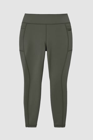 Haki Esnek Standart Fit Performans Battal Büyük Beden Kadın Tayt - 94652
