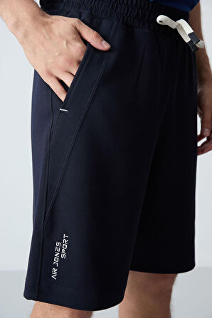 Lacivert Pamuklu Kalın Yumuşak Dokulu Standart  Fit Basic Erkek Şort  - 81278