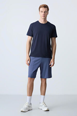 Petrol Pamuklu Kalın Yumuşak Dokulu Standart  Fit Basic Erkek Şort  - 81277