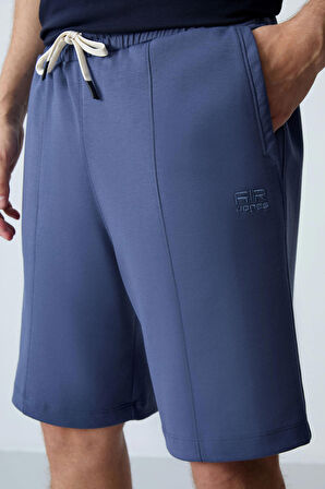 Petrol Pamuklu Kalın Yumuşak Dokulu Standart  Fit Basic Erkek Şort  - 81277