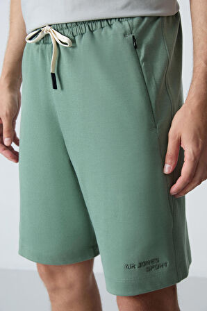 Açık Yeşil Pamuklu Kalın Yumuşak Dokulu Standart Fit Basic Erkek Şort  - 81276