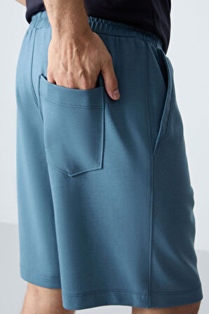 Orman yeşili Pamuklu Kalın Yumuşak Dokulu Standart Fit Basic Erkek Şort  - 81275