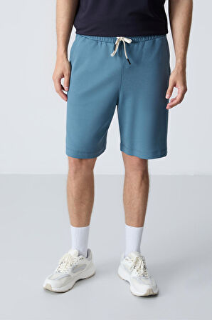 Orman yeşili Pamuklu Kalın Yumuşak Dokulu Standart Fit Basic Erkek Şort  - 81275