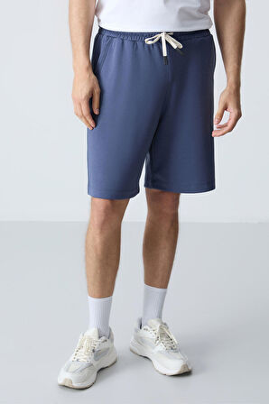 Petrol Pamuklu Kalın Yumuşak Dokulu Standart Fit Basic Erkek Şort  - 81275