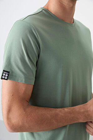 Açık Yeşil Erkek Basic Kısa Kol Standart Kalıp O Yaka T-shirt - 87911