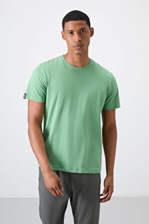Pastel Yeşil Erkek Basic Kısa Kol Standart Kalıp O Yaka T-shirt - 87911
