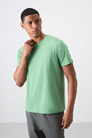 Pastel Yeşil Erkek Basic Kısa Kol Standart Kalıp O Yaka T-shirt - 87911