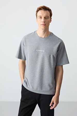 Gri Melanj  Siyah Pamuklu Kalın Yumuşak Dokulu Oversize Fit Basic Erkek Eşofman Takım - 85261