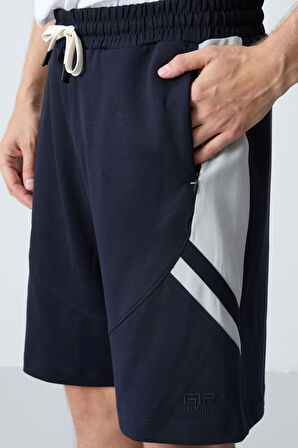 Lacivert Pamuklu Kalın Yumuşak Dokulu Standart Fit Basic Erkek Şort  - 81281