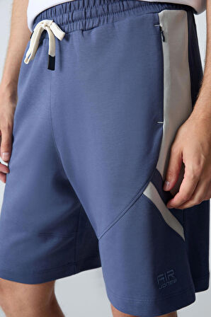 Petrol Pamuklu Kalın Yumuşak Dokulu Standart Fit Basic Erkek Şort  - 81281