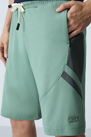 Açık Yeşil Pamuklu Kalın Yumuşak Dokulu Standart Fit Basic Erkek Şort  - 81281