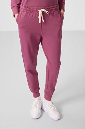 Soft Vişne Kapüşonlu Oversize Kadın Eşofman Takım - 95336