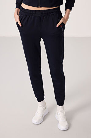 Lacivert Kapüşonlu Fermuarlı Oversize Kadın Eşofman Takım - 95328