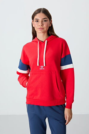 Fiesta Kompakt Pamuklu Kalın Pürüzsüz Dokulu Kapüşonlu Oversize Fit Kadın Sweatshirt - 97290