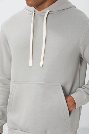 Taş Pamuklu Kalın İçi Tüylü Yumuşak Dokulu Comfort Fit Nakışlı Erkek Sweatshirt - 88419