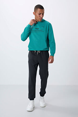 Koyu Gri Yüzeyi Dokulu Standart Fit Erkek Eşofman Alt - 82156