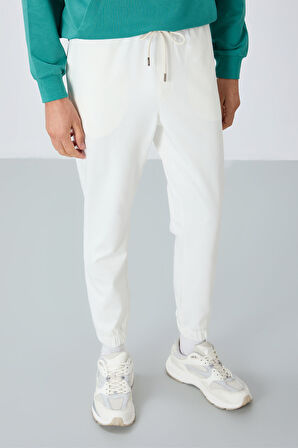 Ekru Yüzeyi Dokulu Standart Fit Erkek Eşofman Alt - 82156