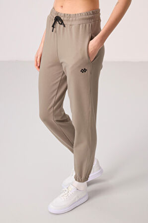 Koyu Bej Dik Yaka Fermuarlı Rahat Form Kadın Eşofman Tunik Takım - 95345