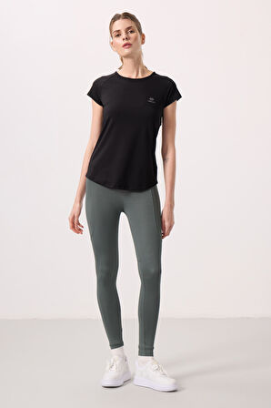 Haki Polyester Standart Fit Esnek Performans Kadın Tayt - 94666