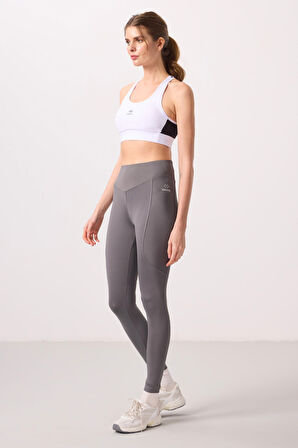 Koyu Gri Polyester Standart Fit Esnek Performans Kadın Tayt - 94666
