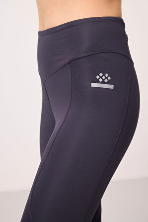 Antrasit Polyester Standart Fit Esnek Performans Kadın Tayt - 94666