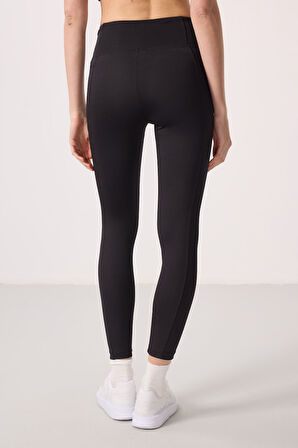 Siyah Polyester Esnek Standart Fit Performans Kadın Tayt - 94667