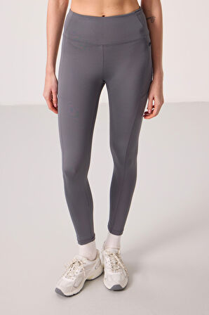 Koyu Gri Polyester Esnek Standart Fit Performans Kadın Tayt - 94667