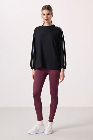Bordo Polyester Esnek Standart Fit Performans Kadın Tayt - 94667