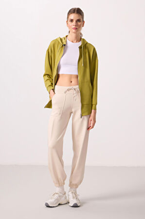 Bej Yumuşak Dokulu Cep Detaylı Rahat Form Kadın Pantolon - 94672