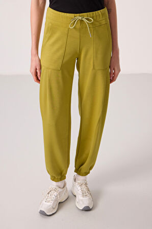 Koyu Hardal Yumuşak Dokulu Cep Detaylı Rahat Form Kadın Pantolon - 94672