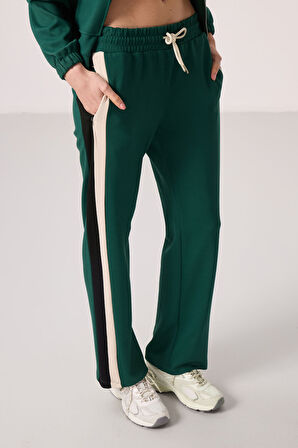 Yeşil Yumuşak Dokulu Yan Panel Detaylı Geniş Paça Kadın Palazzo Pantolon - 94671