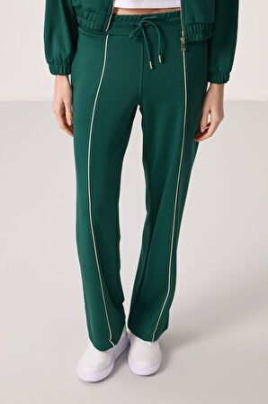 Yeşil Yumuşak Dokulu Dik Yaka Oversize Lastikli Kadın Eşofman Takım - 95349