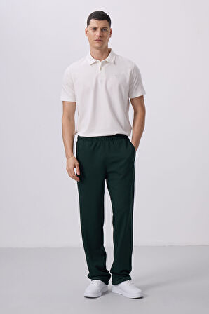 Çam Yeşili Yüzeyi Dokulu Rahat Form Palazzo Erkek Pantolon - 82164