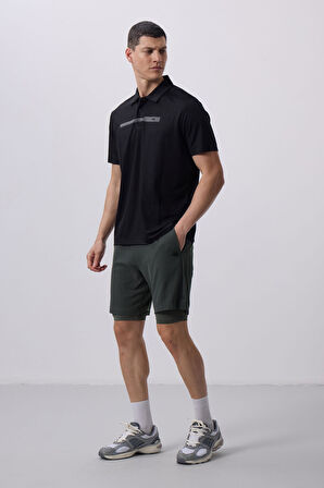 Haki Polyester İnce Yumuşak Standart Fit Erkek Taytlı Şort - 81287