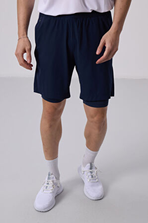 İndigo Polyester İnce Yumuşak Standart Fit Erkek Taytlı Şort - 81287
