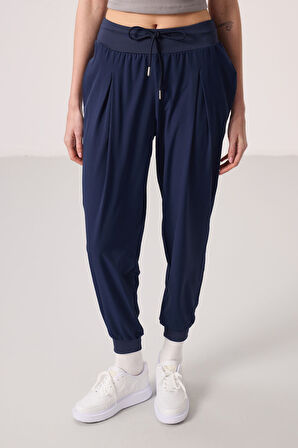 İndigo Polyester Cepli Standart Kalıp Kadın Pantolon - 94677