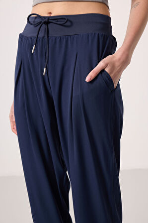 İndigo Polyester Cepli Standart Kalıp Kadın Pantolon - 94677