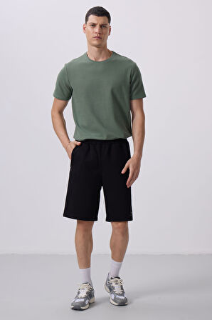 Siyah Yüzeyi Dokulu Oversize Erkek Şort - 81288