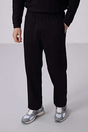 Siyah Yüzeyi Dokulu Oversize Erkek Eşofman Takım - 85275