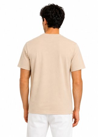 Tommy Life Erkek Bej Bisiklet Yaka Tişört 88444