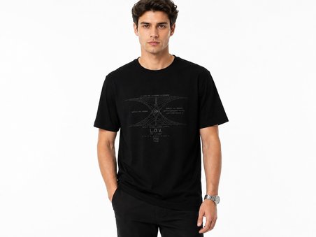 Tommy Life Erkek Siyah Bisiklet Yaka Tişört 88445