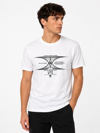 Tommy Life Erkek Beyaz Bisiklet Yaka Tshirt T17ER-88445
