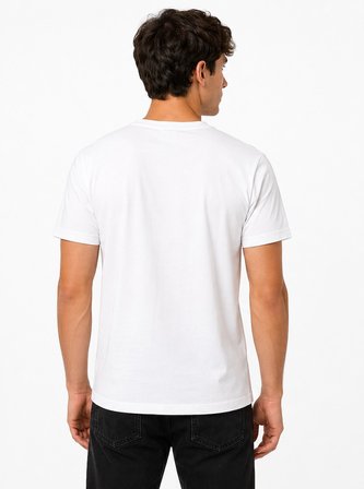 Tommy Life Erkek Beyaz Bisiklet Yaka Tshirt T17ER-88445
