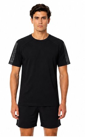 Tommy Life Basic Erkek Tshirt Bisiklet Yaka Kol Detaylı Siyah 88447