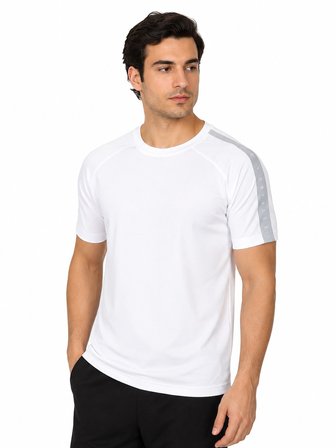 Tommy Life Basic Erkek Tshirt Bisiklet Yaka Kol Detaylı Beyaz 88447