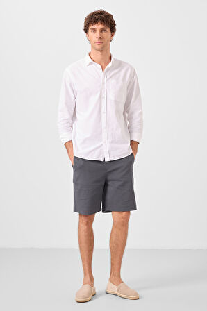 Antrasit Standart Fit Dokuma Hafif Esnek Chino Erkek Şort - 81289